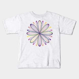 Fireworks Flower | Rainbow Rose Curve White Kids T-Shirt